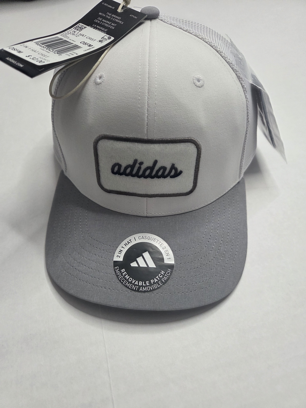NWT! adidas  Two-Tone Mesh Trucker Hat - White & Gray